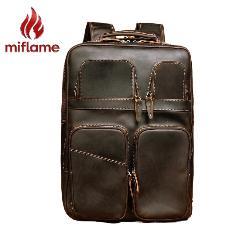 Leather Backpack Vintage - Vintage Retro Genuine Crazy Horse Leather