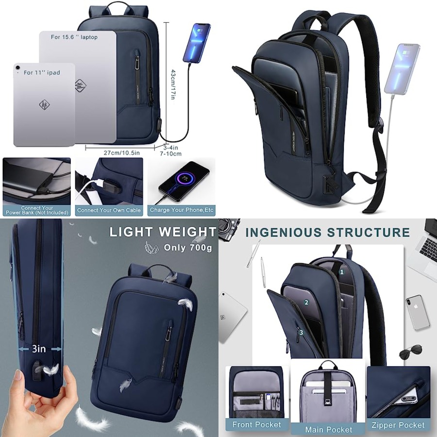 Travel Backpack Anti Theft - Backpack for Men Business Slim Backpack