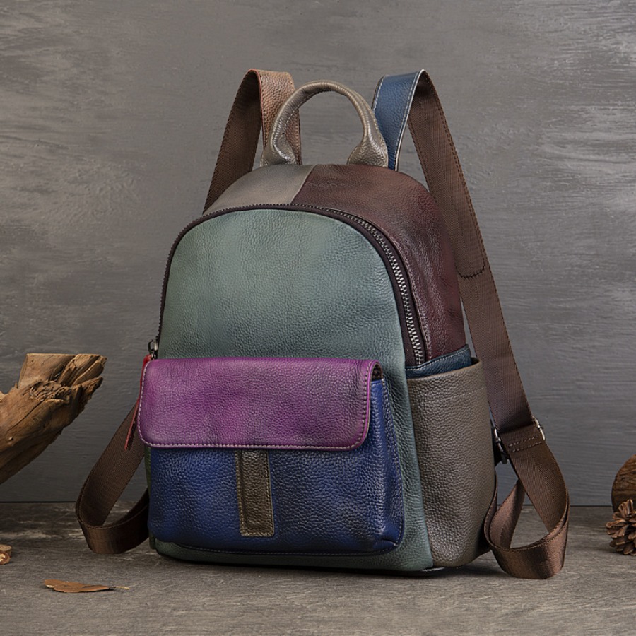 【New Arrival】 Vintage Color Bl – Leather Backpack Vintage Bewertung und Preis
