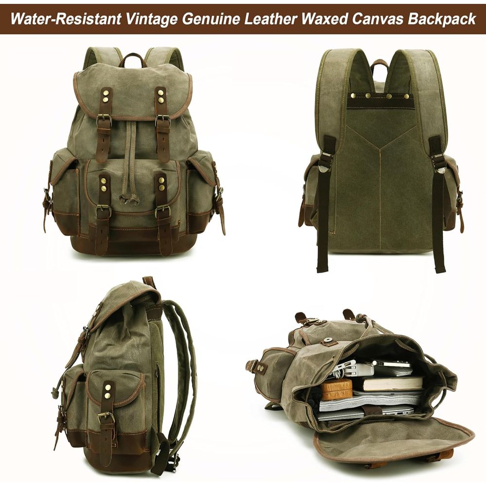Vintage Canvas Leather Backpac – Leather Backpack Vintage Bewertung und Preis