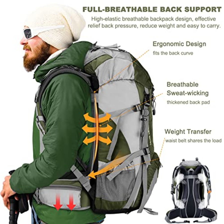 Loowoko 50L Hiking Backpack, W – Rain Cover Backpack Bewertung und Preis