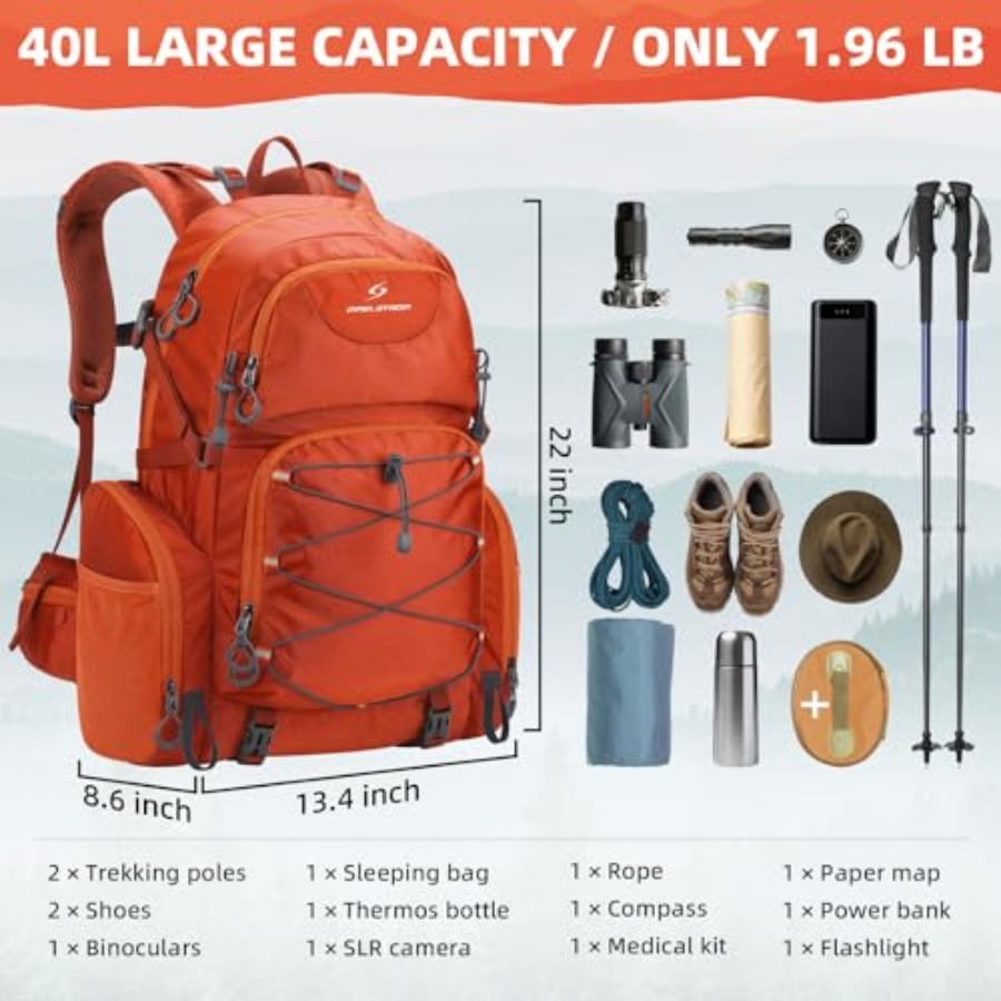 Hiking Backpack, 40L Waterproo – Rain Cover Backpack Bewertung und Preis