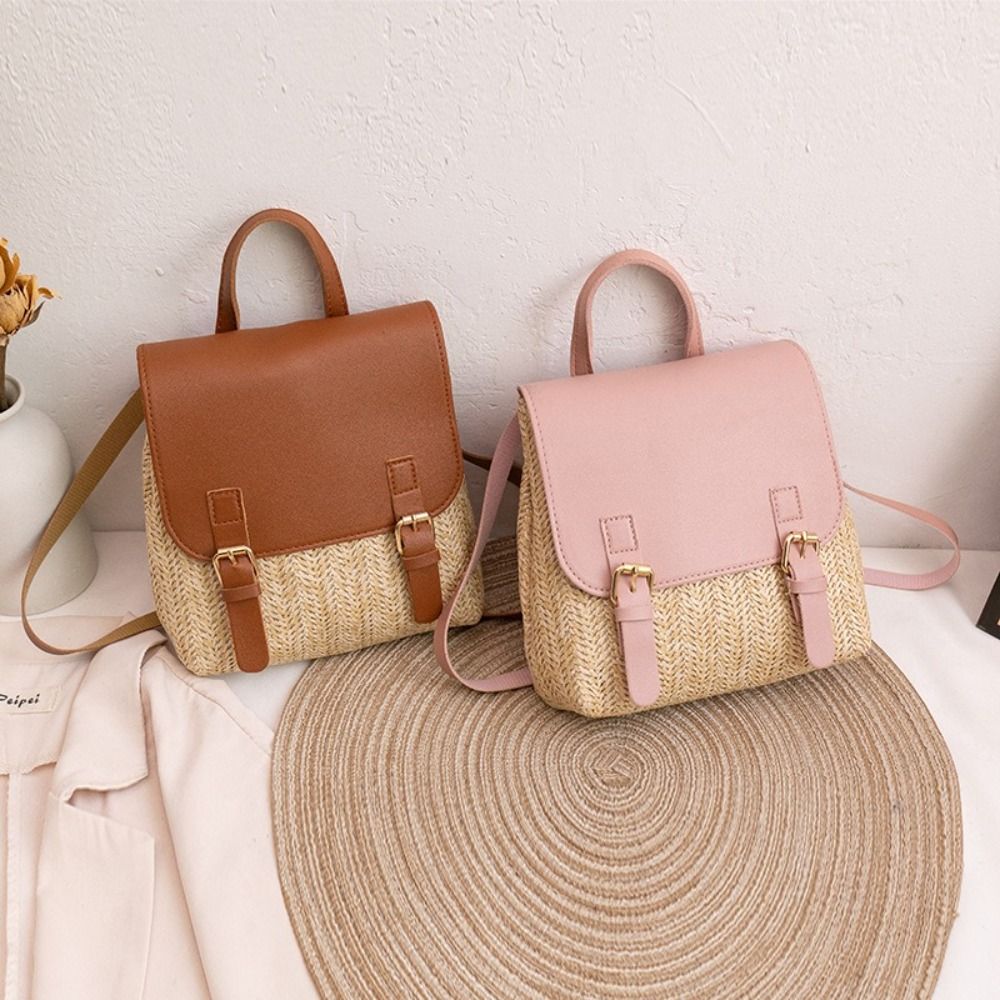Fashion PU Leather Straw Backp – Leather Backpack Vintage Bewertung und Preis