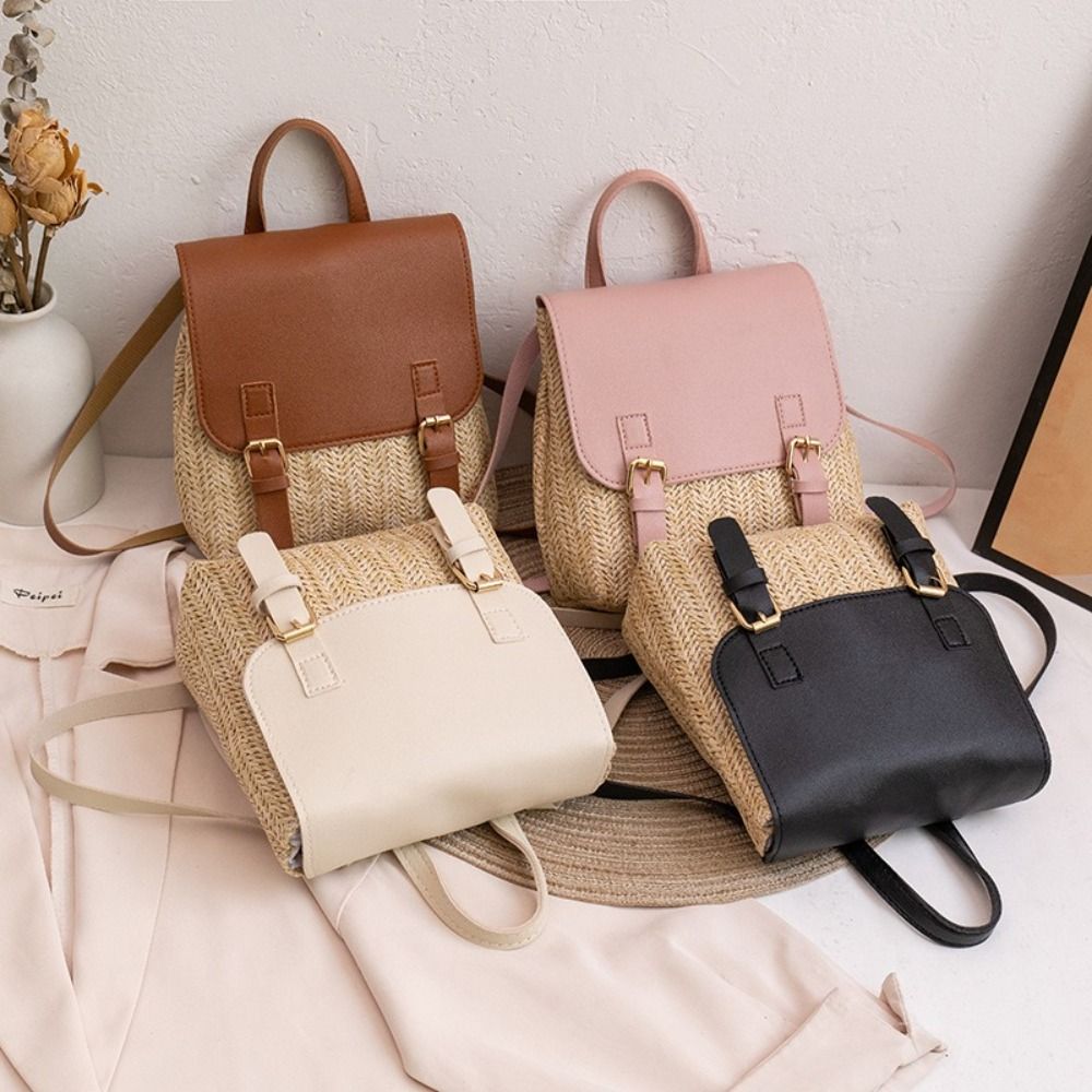 Fashion PU Leather Straw Backp – Leather Backpack Vintage Bewertung und Preis
