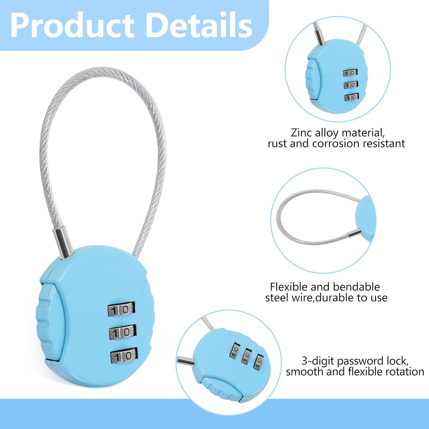 8 Pack Combination Wire Lock 3 – Backpack Lock Combo Bewertung und Preis